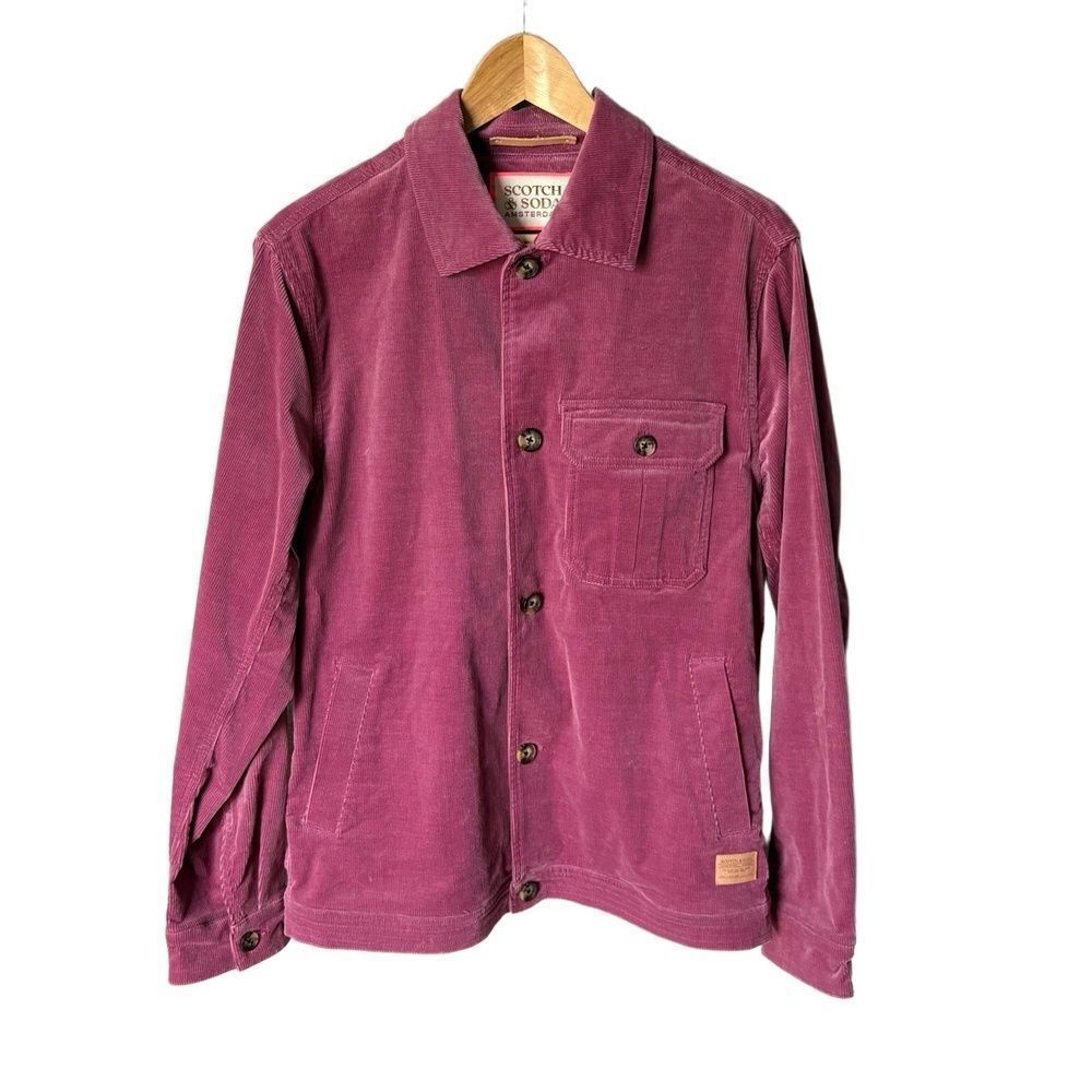 Scotch And Soda Jacket Size Small Burgundy Corduroy Long Sleeve Button Up Retro